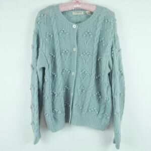 Vintage M Cardigan Mohair Blend Bobble Cottagecore 90s Pastel Blue Oversized